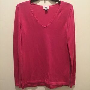 Old Navy pink long sleeve Vneck top, M